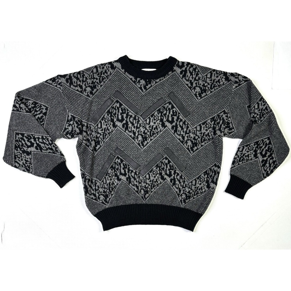 Limited Edition By Expressions Sweater Men's Large Vintage Retro Gray Geometric